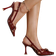 Shein Women's Fashionable Burgundy Patent Leather High Heel Pointed Toe Single Shoes With Decorative Buckle And Back Strap