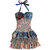 Shein Multicolor Floral Print Pleated Backstring Bowknot Tiered Ruffle Hem Mini Dress For Women Suitable For Vacation Wearable As Outerwear Or Underwear