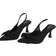Shein Elegant Black Pumps For Women, Bow Detail Point Toe Stiletto Heeled Slingback Pumps