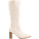 Where's That From 'Alpha' Block Heel Knee High Boots With Stitch Detail Cream