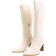 Where's That From 'Alpha' Block Heel Knee High Boots With Stitch Detail Cream