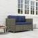 OutSunny Rattan Wicker 2-Seat Loveseat Padded Garden Furniture Blue Outdoor Sofa