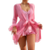 Shein Fishbone Line Waist Lace Camisole Nightgown Set - Floral