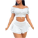 Shein Summer Vacation Outfits Princess Sleeves Ruffle Holiday White Two Piece Set Short Sets