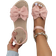 Shein Womens Pink Summer Fashion Butterfly Flower Flat Sandals Comfortable And Lightweight Suitable For Dates Parties And Beach Wear