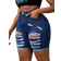 Shein Plus Stretchy Skinny Distressed Biker Shorts