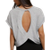 Shein Womens Solid Color Round Neck Hollow Out Short Front Long Back Summer TShirt