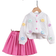 Shein pcs Girls Casual Cardigan Knit Top Jacket With Floral Print Design And Skirt Set Autumn Outfit