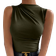Shein Damen ärmellose Bluse mit plissiertem Kragen Einfarbig, Sommer