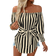 Shein Summer Casual Striped OffShoulder Tie Waist Shirt