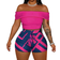 Shein Boho Summer Holiday Off Shoulder TightFitting Top And AllOver Printed Waist Tie Mini Shorts Going Out Set