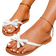 Shein Womens Fashionable Casual Holiday Style PU Bowknot Open Toe Slides With Round Toe SlipOn Design Comfortable White Summer Sandals Flat Sandals