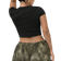 Shein Solid Color Distressed HollowOut Tight Khaki Top Waste Land Style And Summer Clothing Music Festival Clothes Concert Clothes Daily Wear Versati