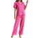 Shein Jacquard Lapel Collar Button Down Womens Pajama Set