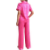 Shein Jacquard Lapel Collar Button Down Womens Pajama Set