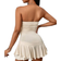 Shein Damen einfarbiger körperbetonter Romper mit Rüschen Saum, Sommer