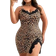 Shein Plus Leopard Print Lace Splice Sleep Dress Pyjamas Klnning med slits och bowknot sommar