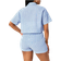 Shein Damen Sommer gestreiftes Kurzarm Freizeithemd und Shorts Set mit Taschen