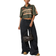Shein Womens Back To School Festival Sport Graphics Crop Loose Army Green Shirts