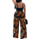 Shein Lässig-Schwarzes schmale Passform, hohe Elastizität Camisole Top und lockere, weite bedruckte Hosen für Damen, 2-teiliges Set Z