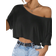 Shein Black Knit Loose OffShoulder Top With Wide Collar For Women