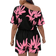 Shein Plus Womens Floral Printed Asymmetrical Collar Short Sleeve Romper With Pockets For Summer Hot Pink 0XL,1XL,2XL,3XL,4XL