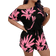 Shein Plus Womens Floral Printed Asymmetrical Collar Short Sleeve Romper With Pockets For Summer Hot Pink 0XL,1XL,2XL,3XL,4XL