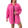 Shein Damen Große Größen Herbst Lässiges, loses rosafarbenes Langarm-Knopfhemd und schwarzer Jumpsuit Zweiteiler-Set, Damen Herbstbekleidung, Flughafen-Outf