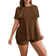 Shein Plus Solid Short Sleeve Split Hem Tee Shorts