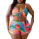 Shein pcsSet Plus Contrast Color Front Tied Bralette Bikini Bottom And Long Sleeve Cover Up Swimwear Set Perfect For Summer Beach