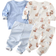 Shein pcs Cute Bear Striped Print Snug Fit Long Sleeve Shirt Pants Soft Comfy Baby Boy Pajama Set