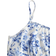 Shein Teen Girls Blue White Flower Printed DoubleLayered Mesh Knit HighElastic Bodycon Mini Dress With Ruffle Hem