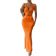 Shein Womens Vacation Solid Color Twisted Front Slit Hem Halter Top And Fishtail Bodycon Skirt Set