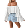 Shein Off Shoulder Off Ruffled Women Long Sleeve Shirt With Square Neckline