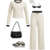 Shein Casual Contrast Color Round Neck Top And Pants Set - Multi