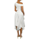 Shein Women Solid Color Graduation Season White Dress Asymmetrical Oblique Shoulder Top With Tied Straps Irregular Hem High Slit Pleated Skirt