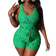 Shein Slaydiva Summer / Beach Casual And Elegant U-Neck Sleeveless Jeans Vest Top Shorts Green Cow Louver Knitted Muscle Fabric Women's Two-Piece Set
