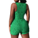 Shein Slaydiva Summer / Beach Casual And Elegant U-Neck Sleeveless Jeans Vest Top Shorts Green Cow Louver Knitted Muscle Fabric Women's Two-Piece Set