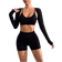 Shein Solid Color Bralette Camisole Shorts Seamless Sports ThreePiece Set