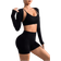 Shein Solid Color Bralette Camisole Shorts Seamless Sports ThreePiece Set