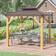 OutSunny 3x Double-Tier Hardtop Gazebo Outdoor Patio Shelter with Wood Frame - Brown