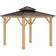 OutSunny 3x Double-Tier Hardtop Gazebo Outdoor Patio Shelter with Wood Frame - Brown