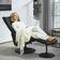Homcom Swivel Recliner Chair with Footstool and Adjustable Back Black Armchair