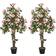Homcom Decorative Plants Rose Pink/Green Artificial Plant 2pcs