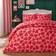OHS Hearts Print Set Pink/Red Duvet Cover Red, Pink (200x135cm)