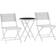 OutSunny 3 Pieces Outdoor Glass Top and White Bistro Set, 1 Table incl. 2 Chairs