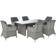 OutSunny 6 Seater Rattan with Glass Top Table and Cushions Grey Patio Dining Set