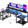 Bestier 181CM Gaming Desk with Power Outlets, 800x500x909mm