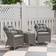 OutSunny 3 Pcs Aluminium Rattan with Soft Cushions and Glass Top - Light Grey Bistro Set, Table incl. 2 Chairs