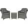 OutSunny 3 Pcs Aluminium Rattan with Soft Cushions and Glass Top - Light Grey Bistro Set, Table incl. 2 Chairs